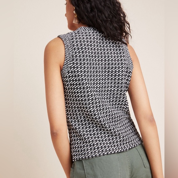 Anthropologie MAEVE Barbara Black And White Jacquard Sleeveless Top - Picture 8 of 9